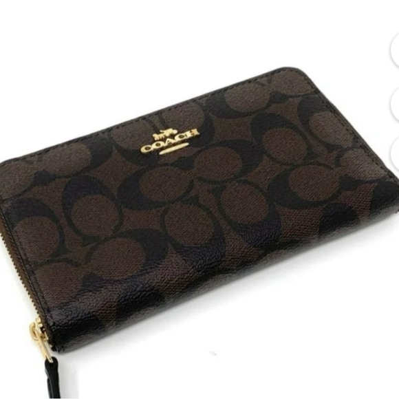 Coach Dark Brown Signature Wallet barely used, no scratches or dings main image 2